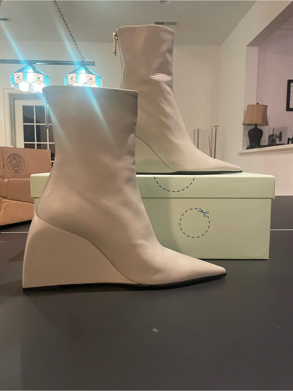 Off-White Nappa Doll Wedge Zip Booties